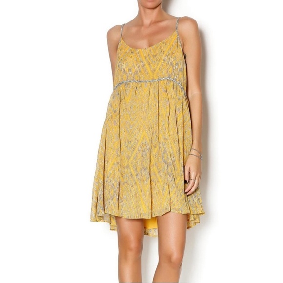 Free People Dresses & Skirts - Free People Yellow So Nice Chiffon Strappy Babydoll Mini Sun Dress ASO